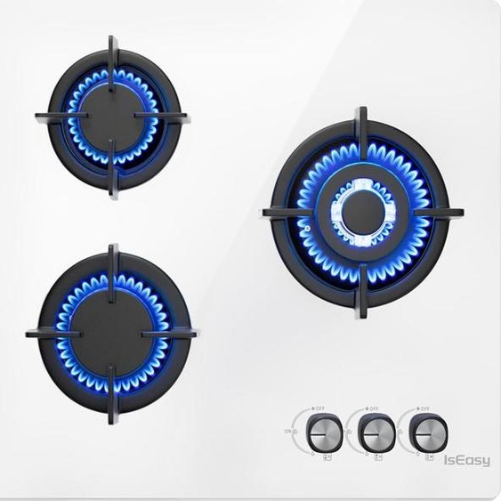 Plaque à gaz Iseasy Mgbg-603 3 brûleurs (blanche)