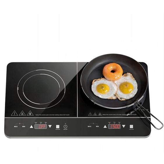 Plaque à induction portable 2 feux 3500W plaque de cuisson induction mobile réglable noir