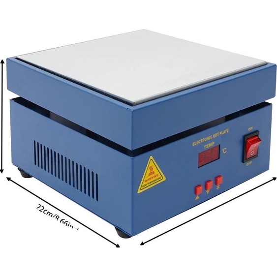 Plaque chauffante, puissance 800W, jusquà 400°C de température, bleu