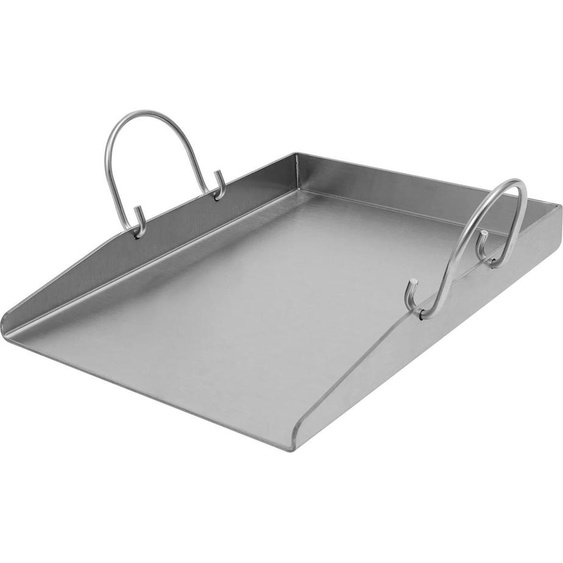 Plaque de cuisson - Acier inoxydable - Surface polie - Avec 2 spatules - Pour barbecue en plein air et camping - Argent