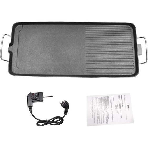 Plaque de cuisson électrique - Gril de table - 68 × 28 cm - 1 500 W - Revêtement antiadhésif - Température 0–250 °C (5 niveaux) - Prise UE 220 V 50 Hz - Noir