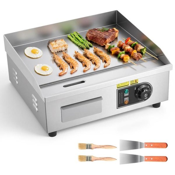 Plaque de cuisson électrique - Plaque de cuisson de table - Dimensions : 45 x 30 cm - Puissance : 2800 W - Température : 50–300 °C - Pieds antidérapants - 2 spatules et 2 brosses incluses