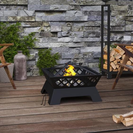 Plaque de feu avec tisonnier 50 cm XXL acier