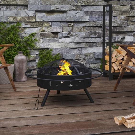 Plaque de feu avec tisonnier 70 cm XXL acier