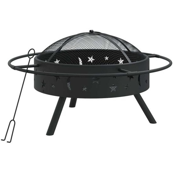 Plaque de feu avec tisonnier 70 cm XXL acier