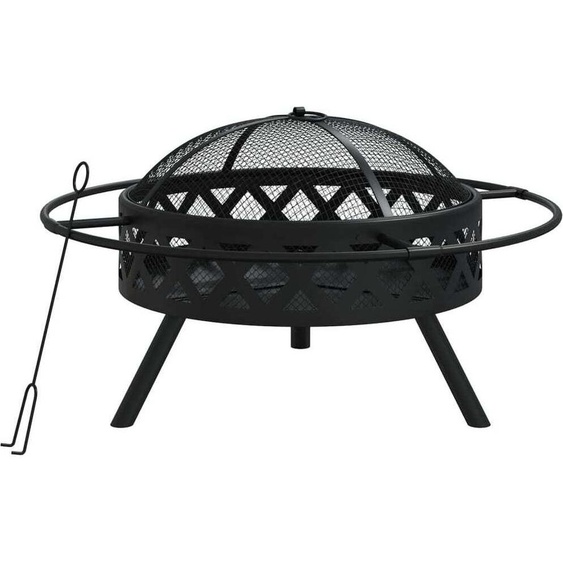 Plaque de feu avec tisonnier 70 cm XXL acier