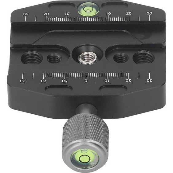 Plaque de fixation rapide, adaptateur universel de tête de trépied en alliage daluminium pour appareils photo reflex avec trou de vis 1/4-3/8, niveau à bulle intégré