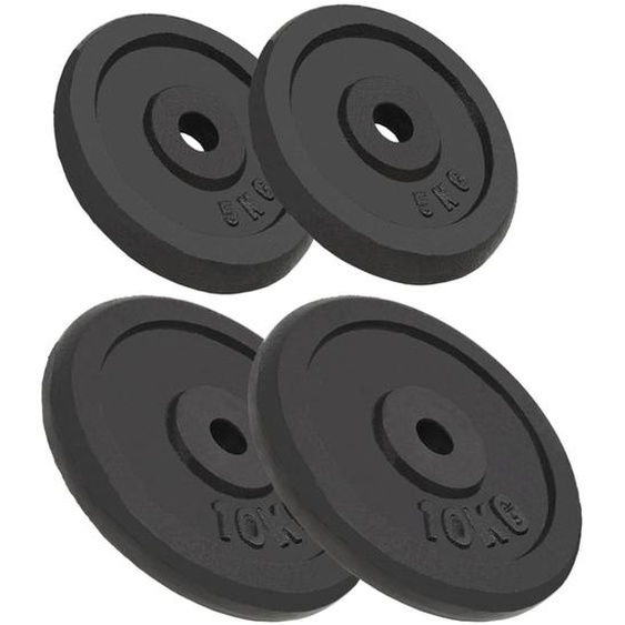 Plaque de poids 4 pcs 2 x 10 kg + 2 x 5 kg Fonte