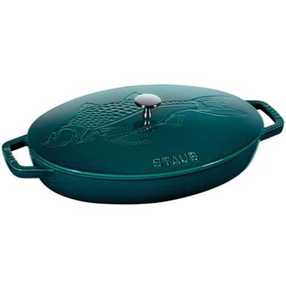 Plat à poisson La Mer fonte émaillée D32 cm