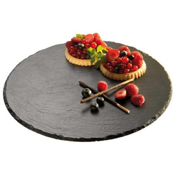 Plat à tarte en ardoise naturelle, rond, anthracite