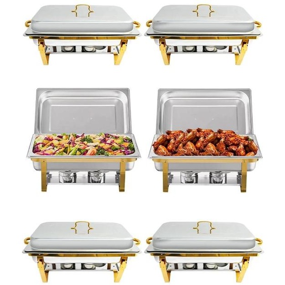 Plat chauffant, en acier inoxydable, à double brûleur, lot de 6, 9 pouces