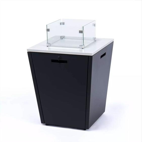 Plateau de feu PureHaven Cadre en aluminium Verre trempé Plateau blanc Résistance aux intempéries & à la rouille Inclus protection contre le vent Perles de verre & couvercle