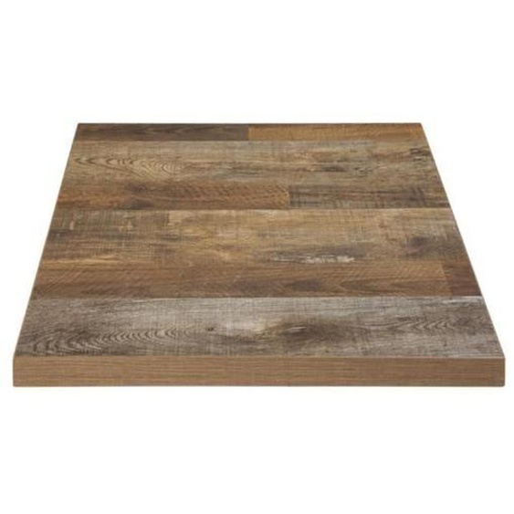 Plateau de Table Carré - BOLERO - 600 mm - Effet Bois Vieilli - Vintage - Résistant à lEau