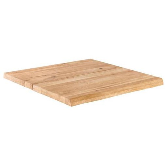 Plateau de table en chêne naturel - OVIALA - 60 x 60 x 2 cm - Bois massif - Aspect bois - Campagne