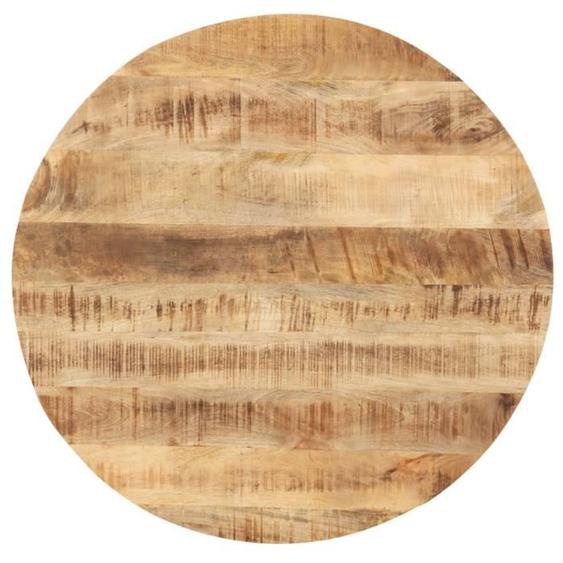 Plateau de table - Omabeta - Bois de manguier massif - Diamètre 80 cm - Style industriel - Épaisseur 25-27 mm