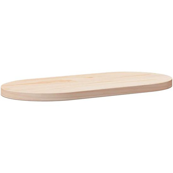 Plateau de table ovale en pin massif 70 x 35 x 2,5 cm