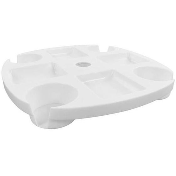 Plateau de Table pour Parasol - SALUTUYA - Rond - Résistant aux intempéries - Installation facile - Blanc