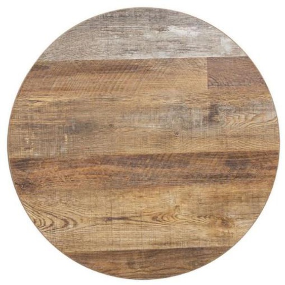 Plateau de Table Rond - BOLERO - 600 mm - Effet Bois Vieilli - Vintage - Résistant à lEau