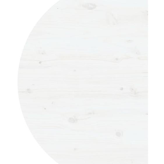 Plateau de table rond en bois de pin massif - YOSOO - Blanc - Ø90x2,5 cm - Style campagne