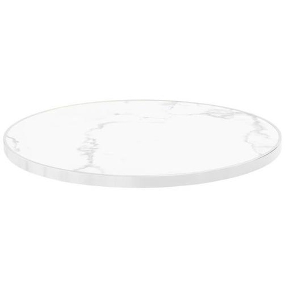 Plateau de table rond - OVIALA - 60 cm - Marbre blanc - Cerclage argent - Design contemporain