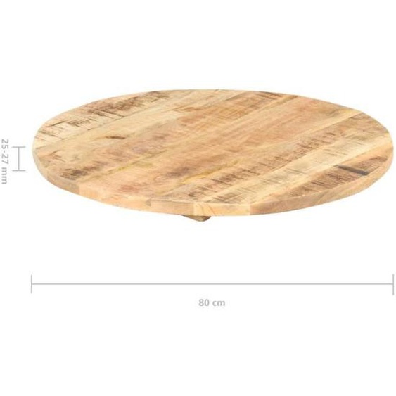 Plateau de table - SALUTUYA - XN456 - Bois de manguier massif - Diamètre 80 cm - Style industriel