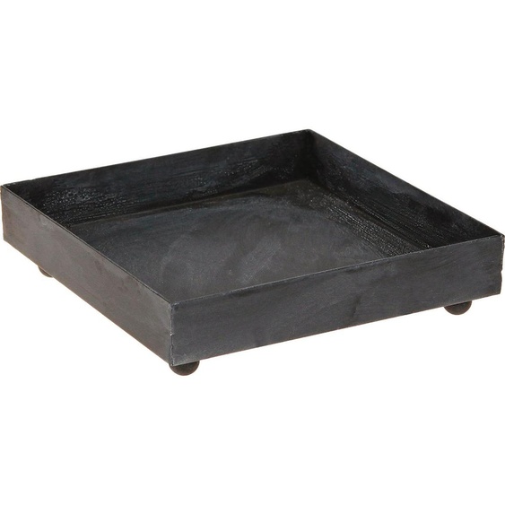 Plateau déco métal noir gris vintage 15×15cm 2pcs