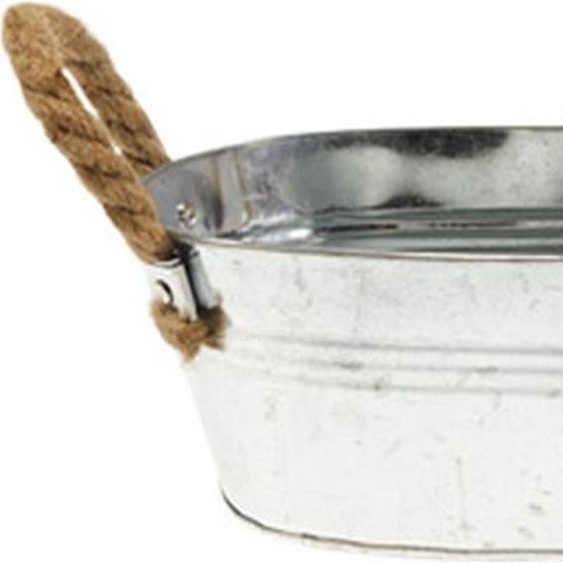 Plateau en tôle vintage avec poignées en corde pour des décorations stylées