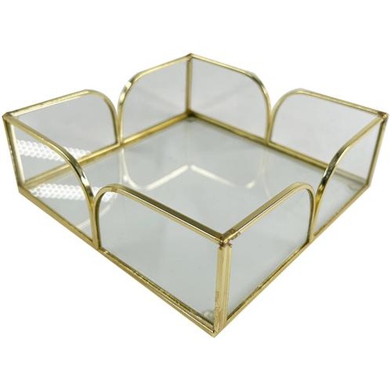 Plateau en verre et métal coloris doré -