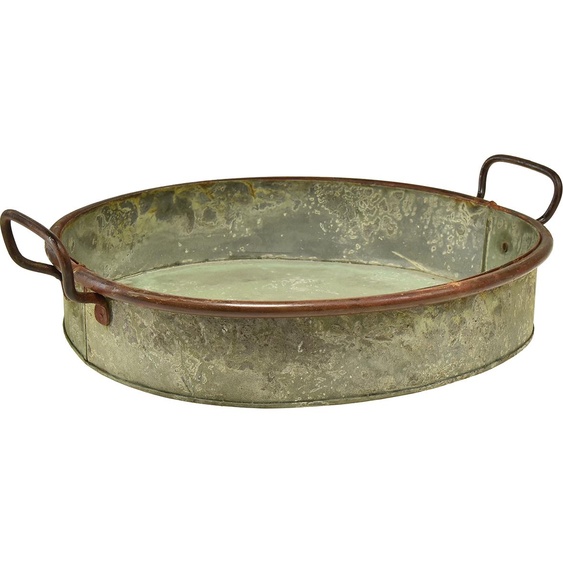 Plateau ovale en métal avec anse aspect rouille vintage 46/52cm Set de 2 plateaux décoratifs pour la maison et le jardin