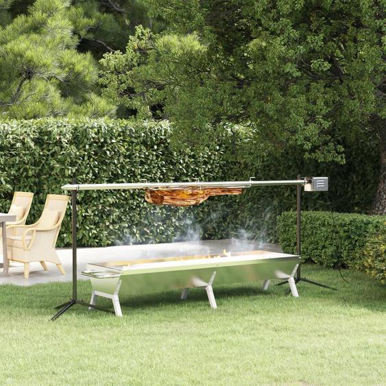 Plateau pour barbecue Argenté 158x42x31 cm Acier inoxydable