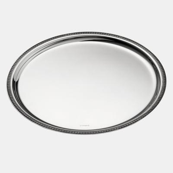 Plateau rond en métal argenté - 30 cm - MALMAISON