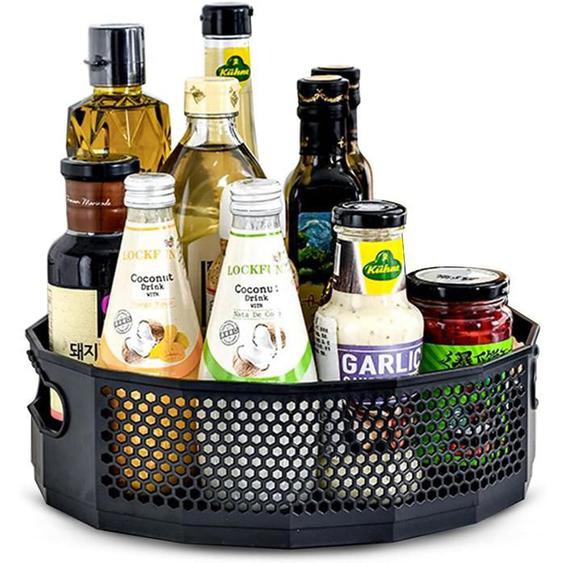 Plateau tournant, support à épices rotatif en plastique pour épices, condiments, rangement de cuisine, plateau tournant pour arm