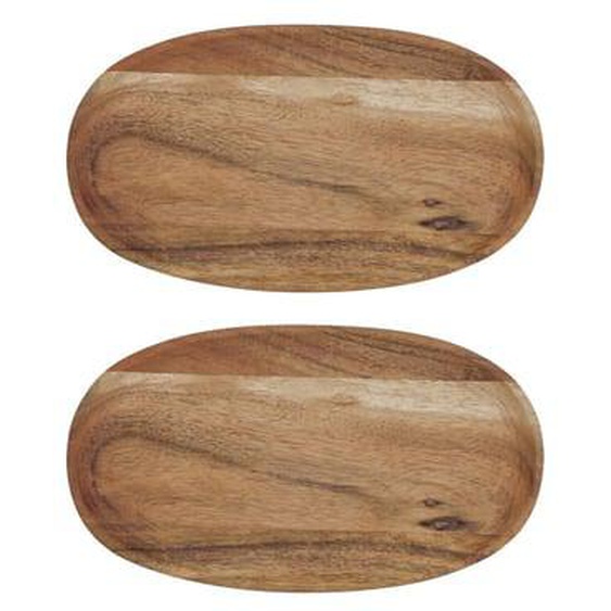 Plateaux Wood Ovale petit lot de 2