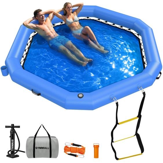 Plateforme flottante gonflable hexagonale - Dimensions : 2,4 mètres - Surface antidérapante en PVC - Idéale pour piscine et plage