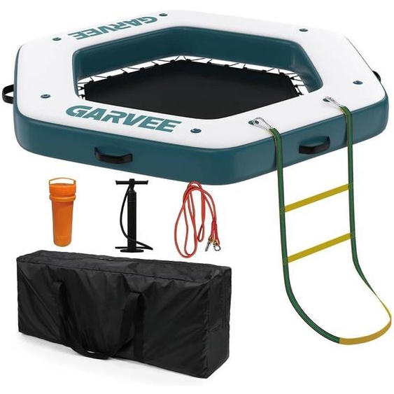 Plateforme gonflable - Ponton flottant - 3,05 x 3,05 m - Piscine à filet - Échelle amovible - Sac de transport - PVC