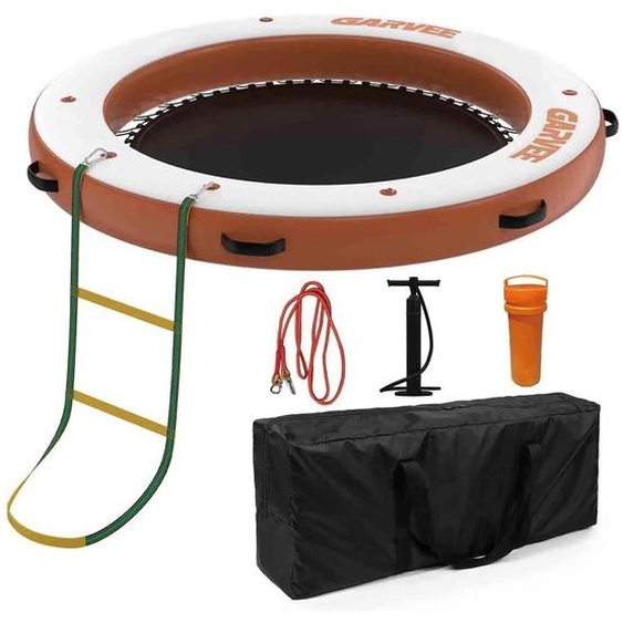 Plateforme gonflable - Ronde, Ø 244 cm - Zone de baignade en filet - Plateau antidérapant en EVA - Échelle - PVC - Pour le lac, la piscine, le bateau - À partir de 14 ans