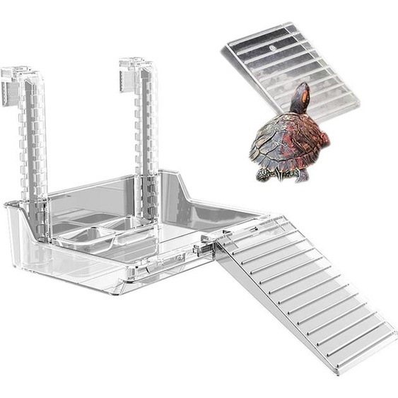 Plateforme solaire suspendue pour tortues, en plastique durable, étanche et réglable, avec escalier intégré, conçue pour les tortues