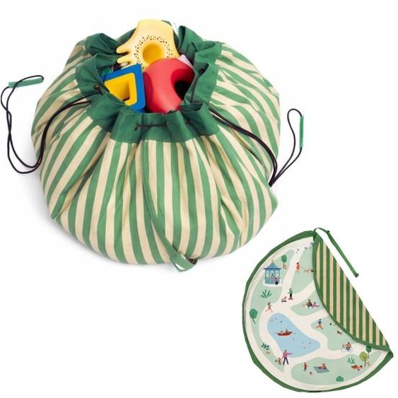 Play&go - Tapis De Jeu & Sac À Jouets Outdoor - Parc Green & Beige