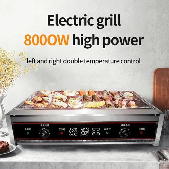 Pludii Four à Barbecue électrique en acier inoxydable 8000W, brochettes électriques domestiques, poêle sans fumée, four multifonctionnel pour Barbecue