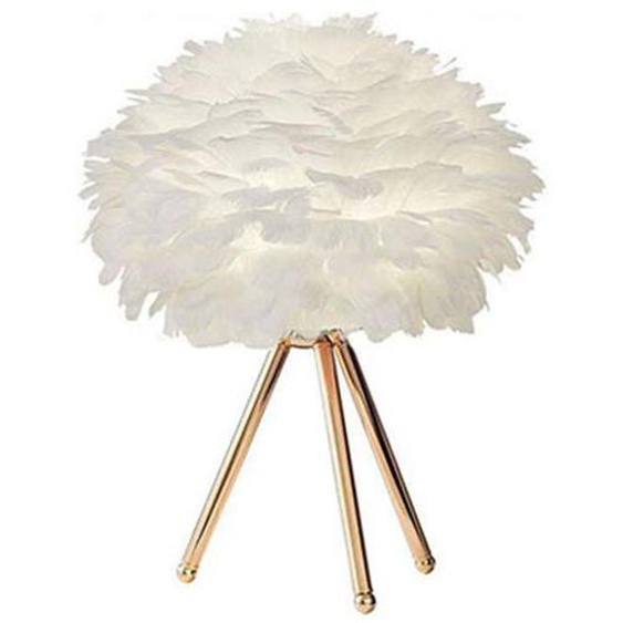 Plume LED lampe de table avec bouton poussoir, lumière tamisée décorative or, veilleuse, prise UE type 1.