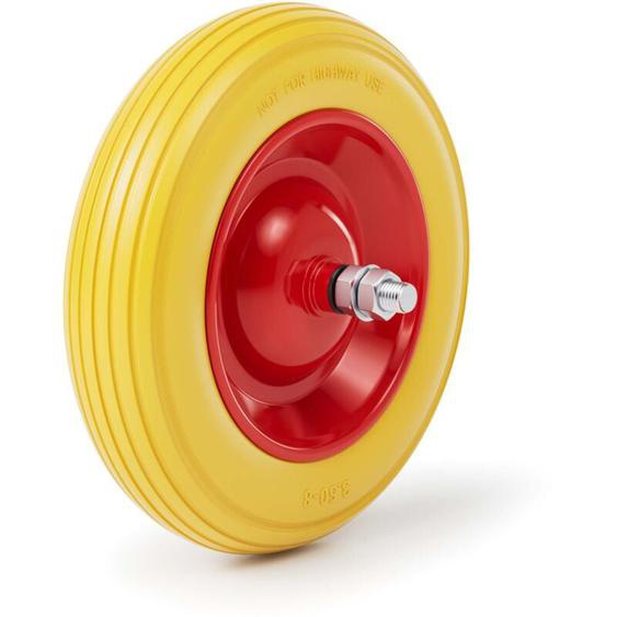 Wiltec - Pneu de brouette 3.50-8 – Roue et Pneumatique en pu – Jusquà 130 kg – avec Jante en acier et axe – Bandage pour Diable, Chariot, Charrette