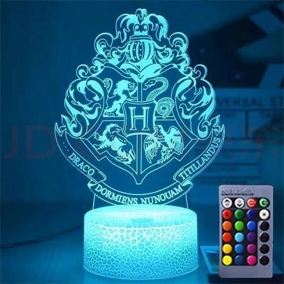Po-tter Veilleuse 3d Illusion Led, Ha-rry Po-tter Lampe, Anime 3d Led Nachtlicht, Veilleuse Tridimensionnelle à Sept Couleurs, A953