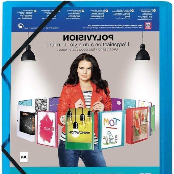 Pochette A4 en plastique - Rangement de documents - Rabat transparent - 240 x 320 mm - Bleu