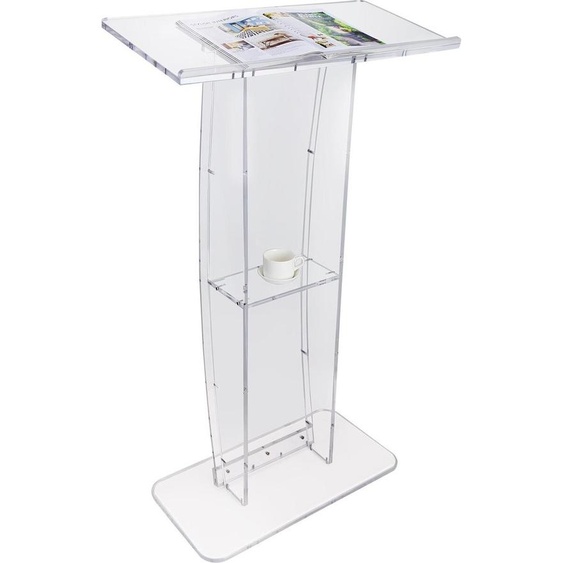Podium en acrylique, hauteur 119 cm, podium transparent en acrylique avec large surface de lecture et étagère de rangement, pupitres transparents sur pied en acrylique pour églises, bureaux et écoles