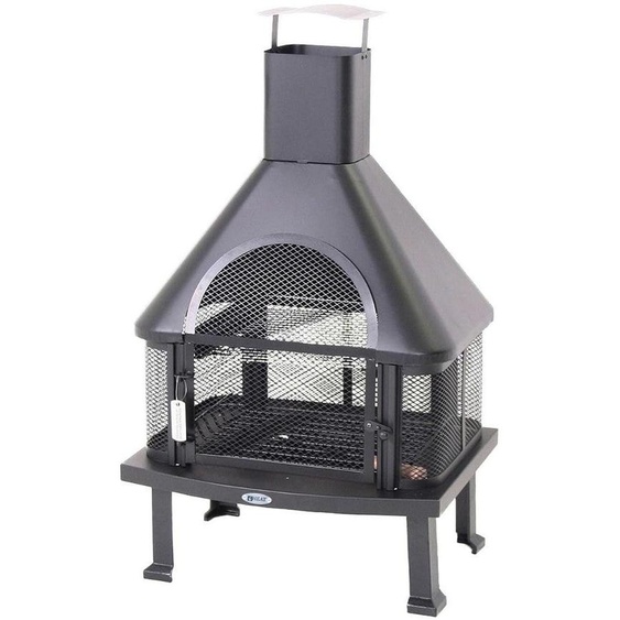Poêle à bois dextérieur - Acier allié noir, 110 cm de hauteur