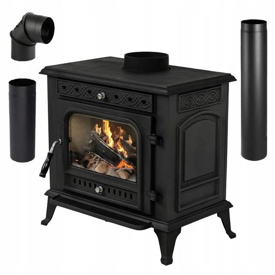 Poêle à bois en fonte THUNDER HELIOS 10 kW noir Ecodesign sortie supérieure Ø160 mm classe énergétique A
