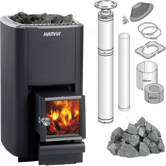 Poêle À Bois Harvia M3 SL, Pierres Et Cheminee