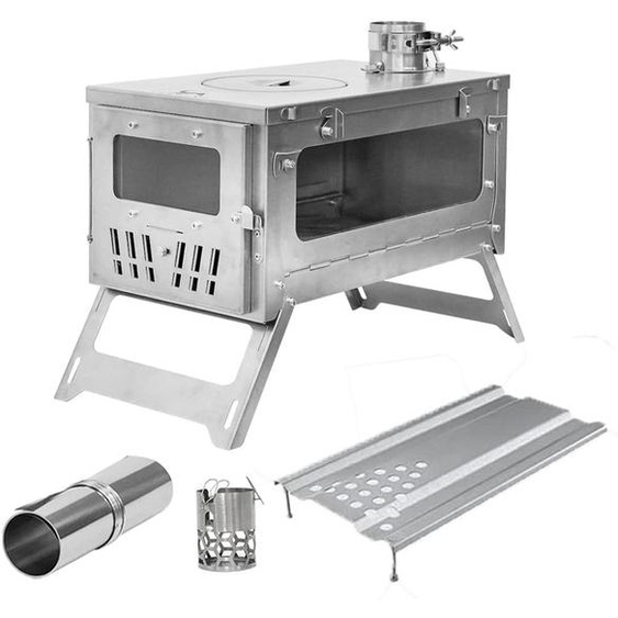 Poêle à bois - Réchaud de camping en titane - Compact (38,5 cm) - Léger (5,67 kg) - Pour tente et activités de plein air