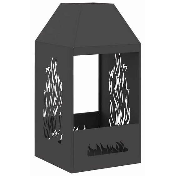Poêle à bois rectangulaire en acier noir - 50x50x100 cm - 15,35 kg - Design moderne - Foyer extérieur pour terrasse