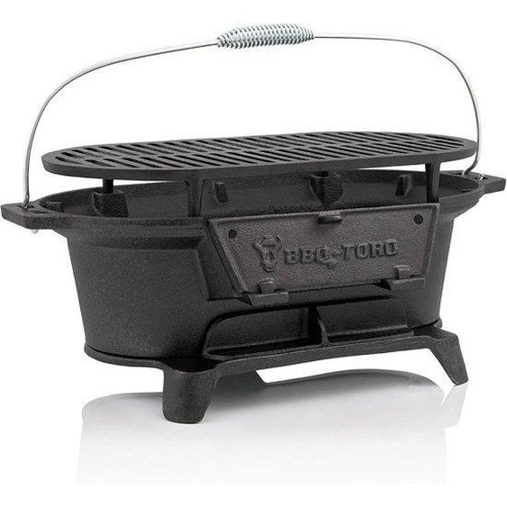 Poêle à griller en fonte pour le camping et le jardin - barbecue à charbon portable 50 x 25 cm